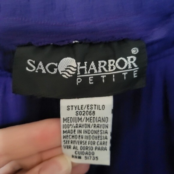 Vintage Balletcore Y2K BOHO Sag Harbor Purple Relaxed Lounge Pants Petite Medium - Picture 2 of 3
